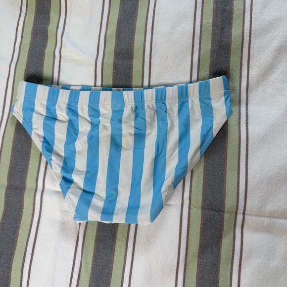 Blue and White Striped Swim Briefs - Picture 2 of 2